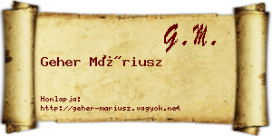 Geher Máriusz névjegykártya